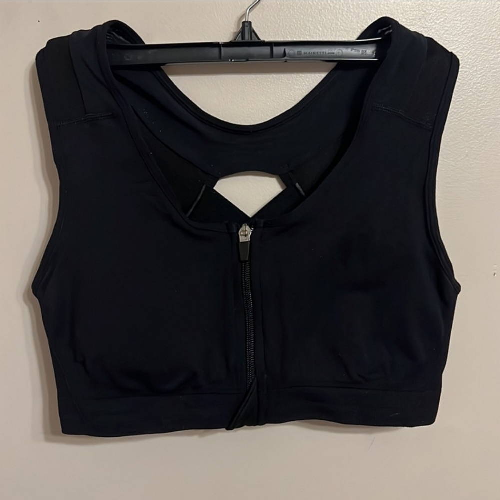 ALIGNMED Zipper Posture Sports Bra for Women Size Medium Black